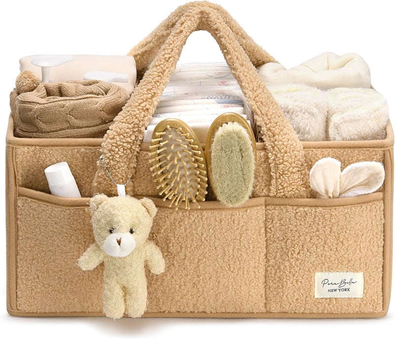 PeraBella Diaper Caddy Organizer for Changing Table, Storage Basket for Wipes, Gift for Baby Shower, Car Organizer, Nursery Organizer, Portable Storage - Image 1